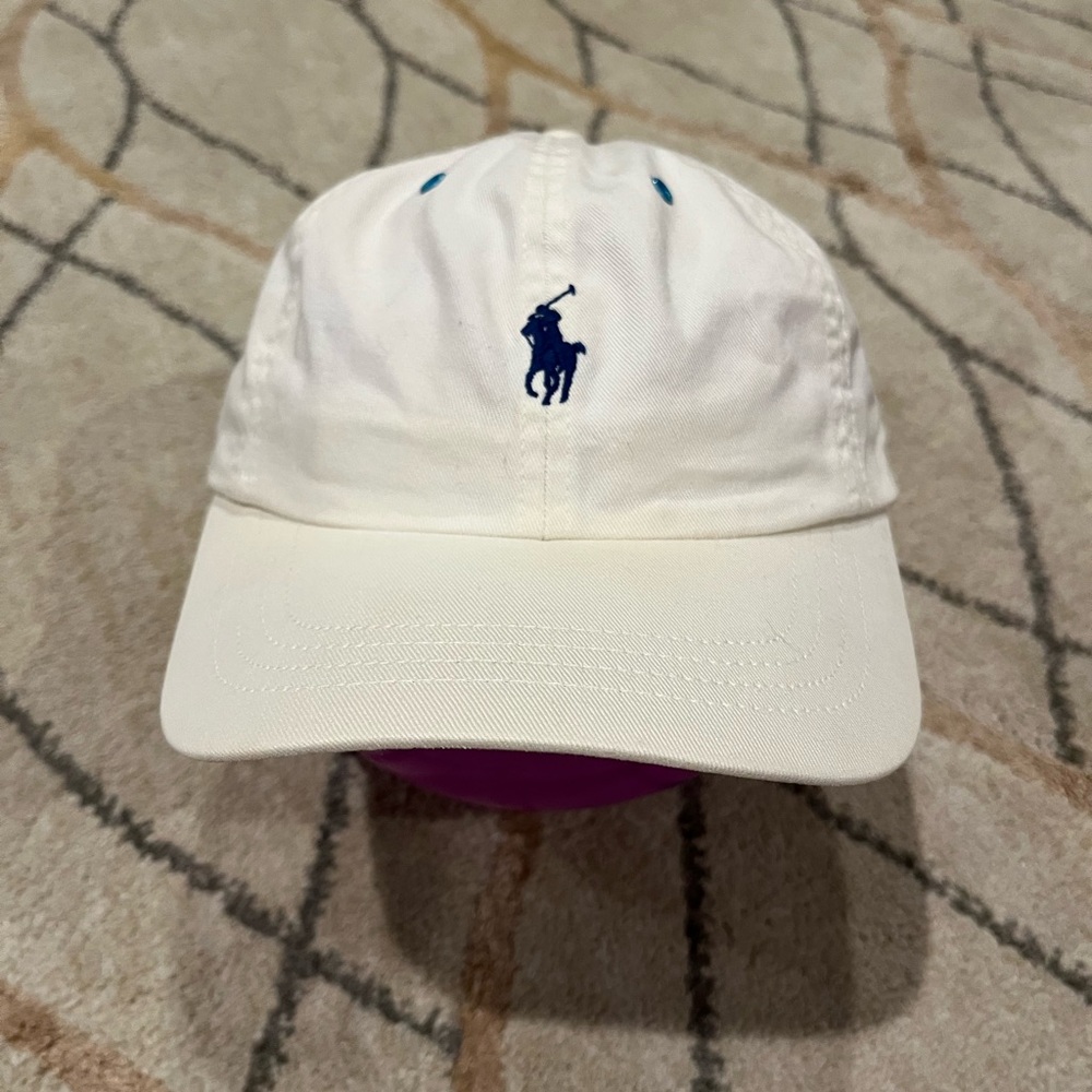 Polo Ralph Lauren Off White Cap -Unisex adjustable leather strap